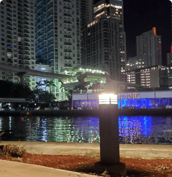 Custom vandal resistant bollard - Night time